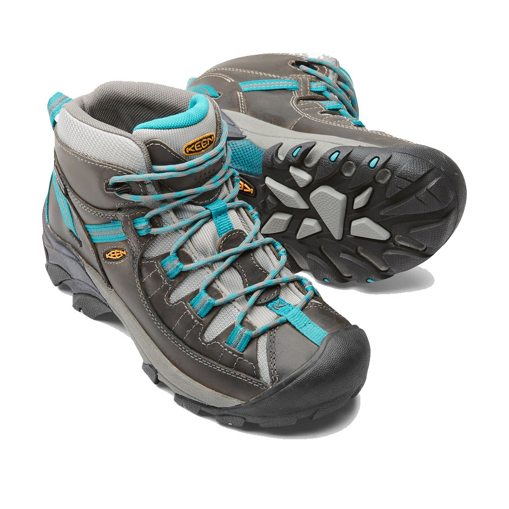 KEEN Womens Targhee II Mid Waterproof Hiking Boot,Gargoyle//Caribbean Sea,6 M US