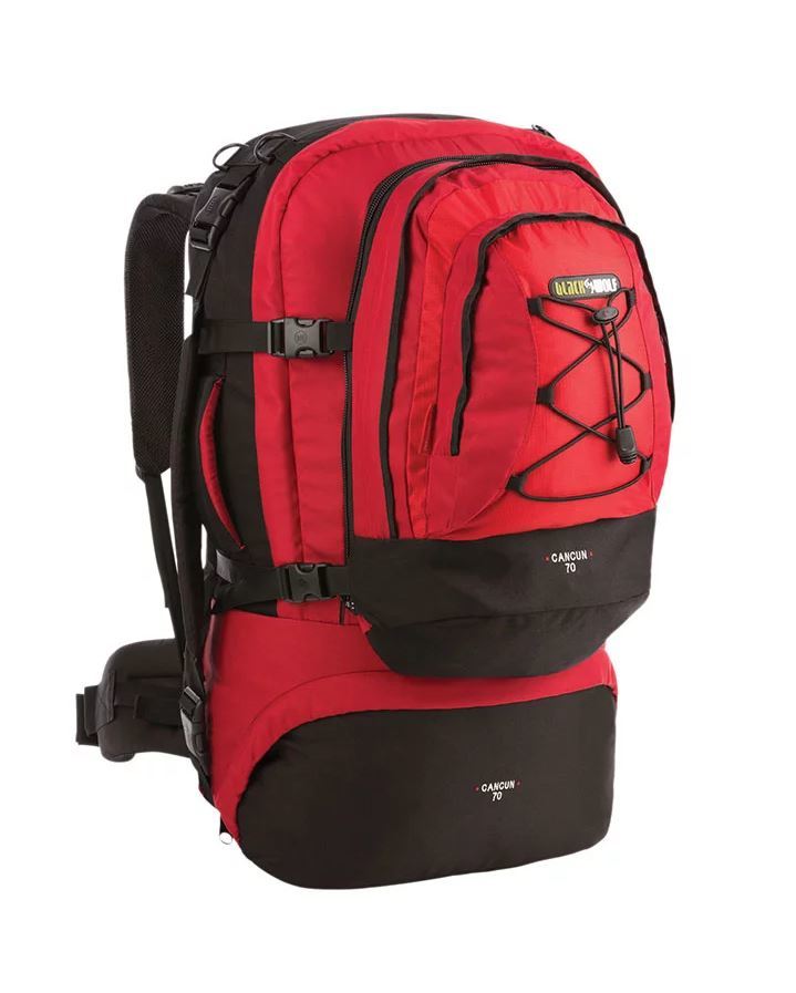 Black wolf Cancun 80L Travel Backpack & Detachable Daypack