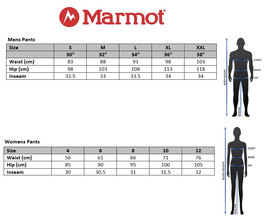 Marmot Minimalist Size Chart