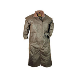 BURKE AND WILLS BALRANALD LONG BROWN OILSKIN COAT
