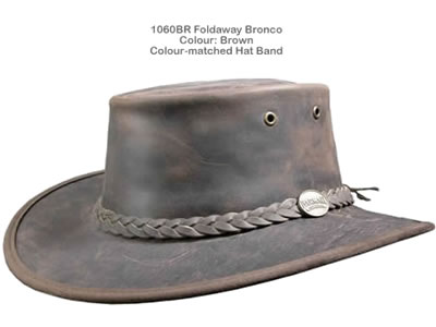  Barmah Foldaway BRONCO Full grain Leather Hat - Brown 