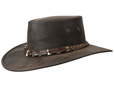  Barmah Outback Crocodile Teeth Leather Hat 