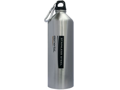  Elemental 1L Stainless Steel Drink Water Bottle & Caribiner 