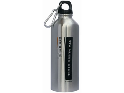  Elemental 500mL Stainless Steel Drink Water Bottle & Caribiner 