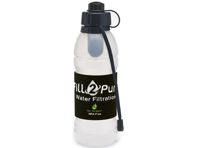  Fill2Pure 800ml BPA FREE Water Filter Sports Bottle 
