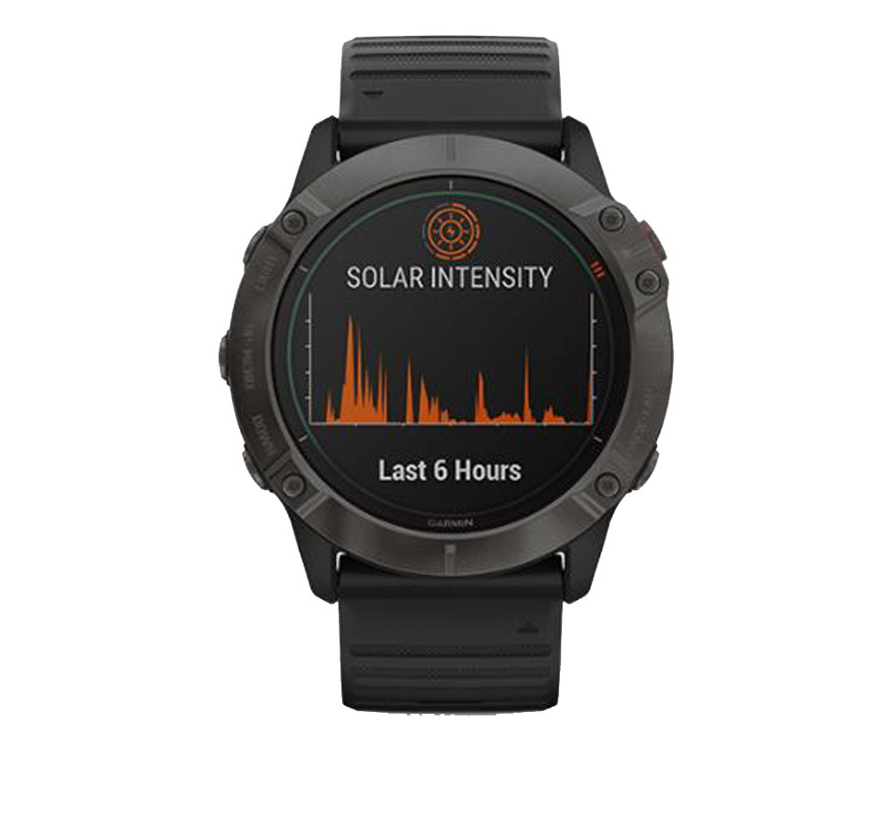 Garmin Fenix 6X Pro Solar Multisport Watch Titanium Carbon Grey DLC w Black Band