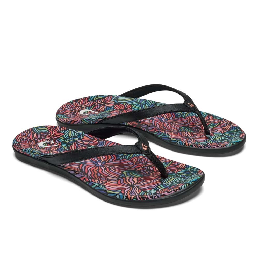 Olukai Ho'opio Hau Womens Beach Sandals Onyx Hau