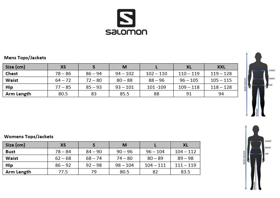 Salomon Pack Size Chart