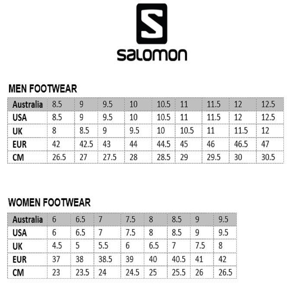 Salomon Pack Size Chart