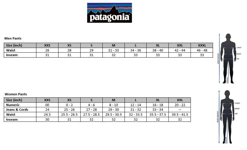 Patagonia torrentshell size guide discount