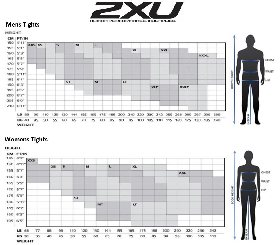 2xu Compression Tights Size Chart