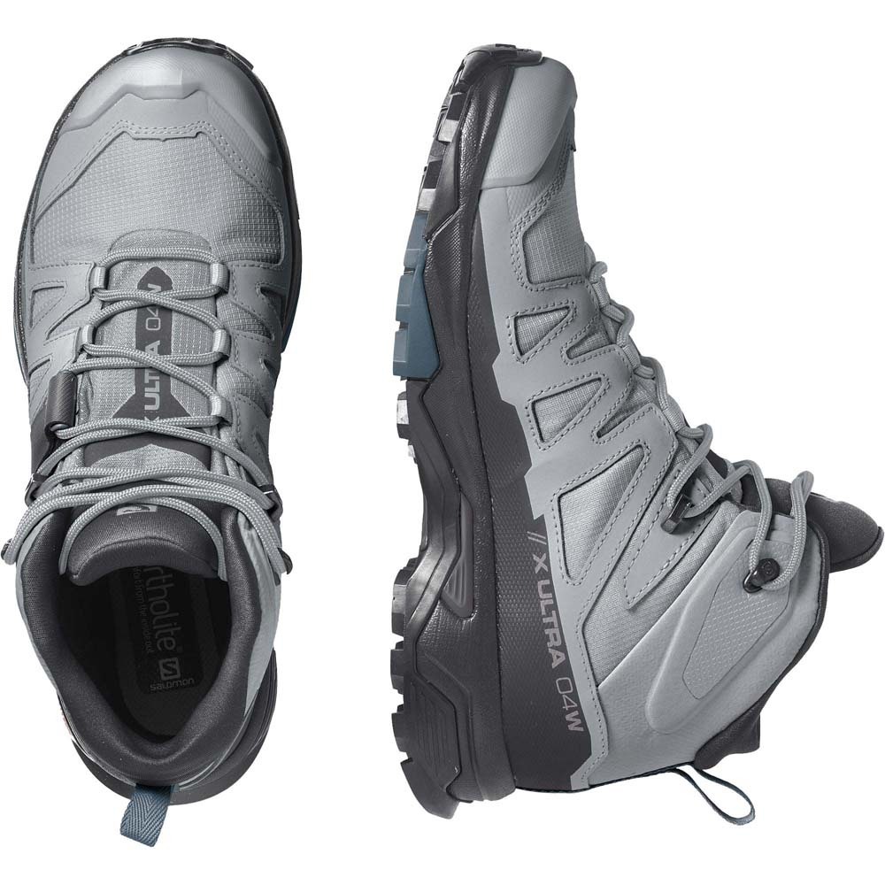 Salomon X Ultra 4 Mid GTX Wide Womens Hiking Boots Quarry Black Legion Blue 7.5US