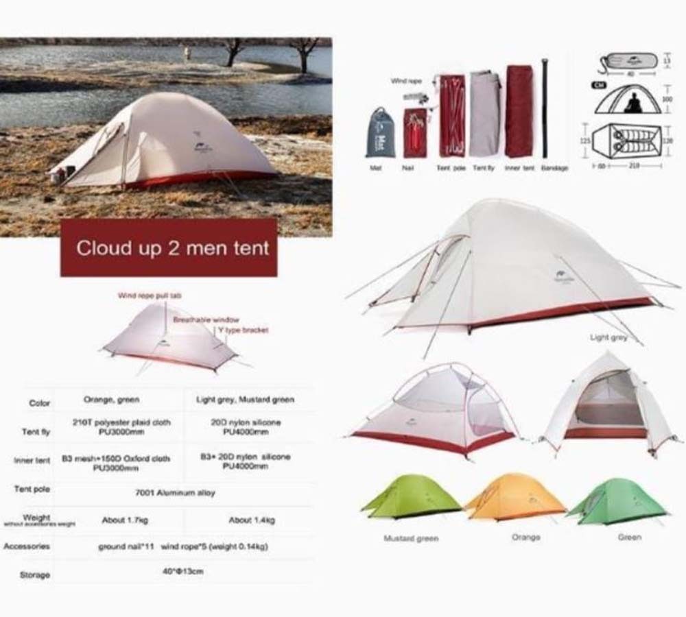 Naturehike Cloud Up 2Person Ultralight Hiking Tent Green