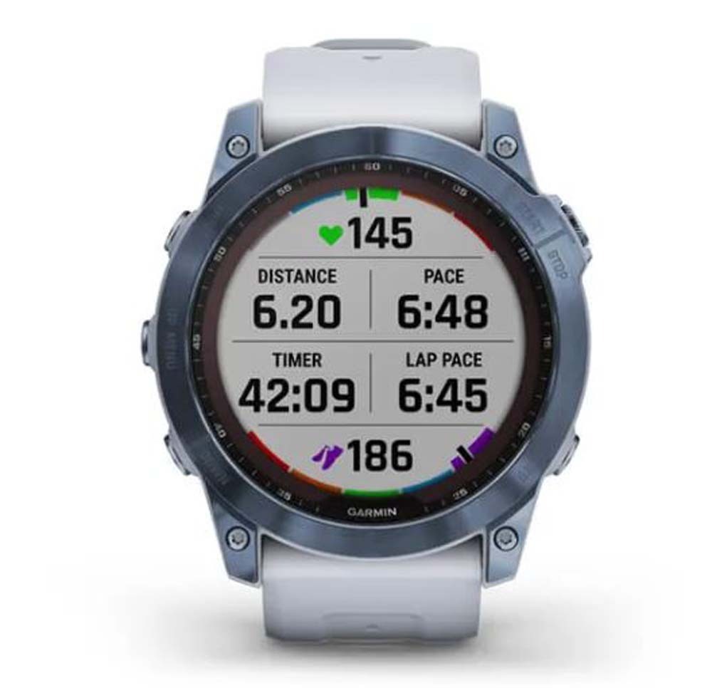 Garmin Fenix 7X Sapphire Solar Multisport Watch Mineral Blue DLC Titanium/Whitestone Band