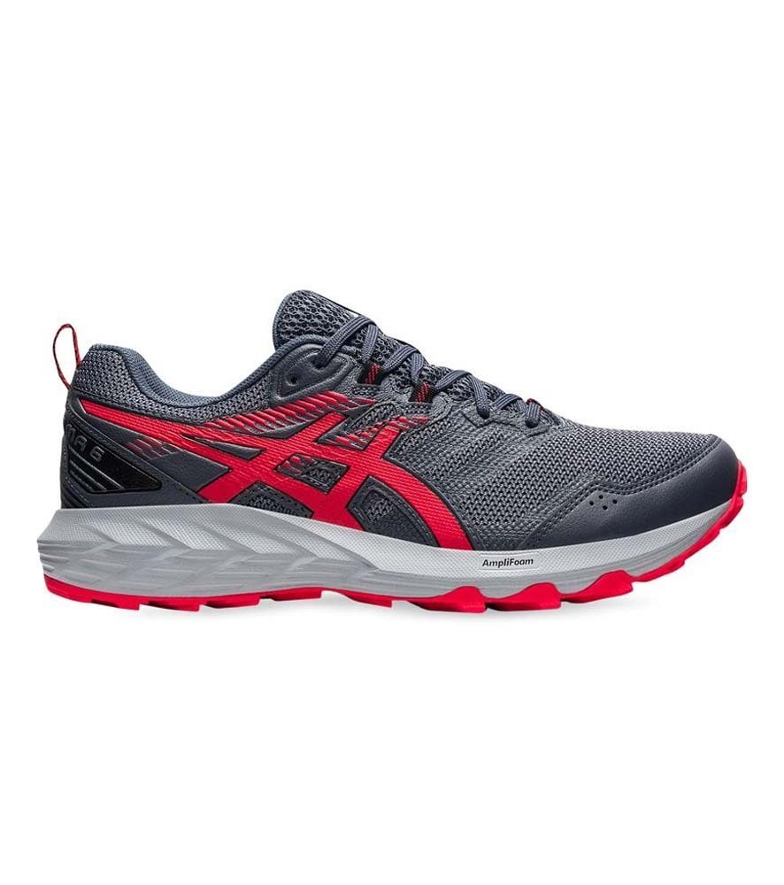 red and grey asics