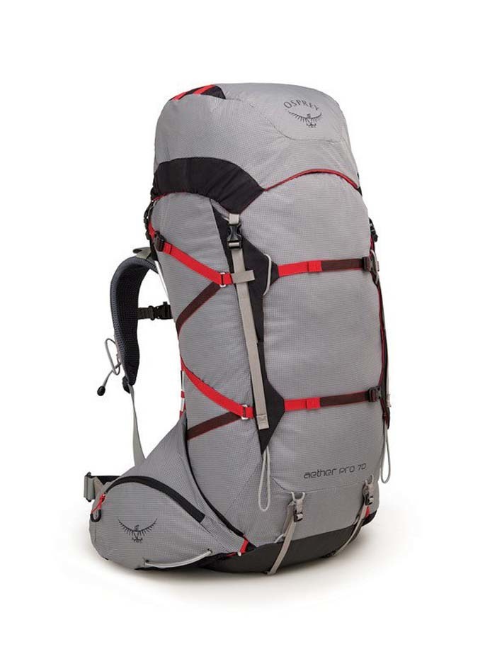 Osprey Aether Pro 70L Lightweight Hiking Backpack - Kepler Grey-L