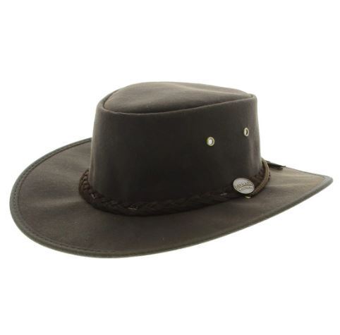 Barmah Drover Oilskin Wide Brim Hat - Brown - S - Barmah Hats
