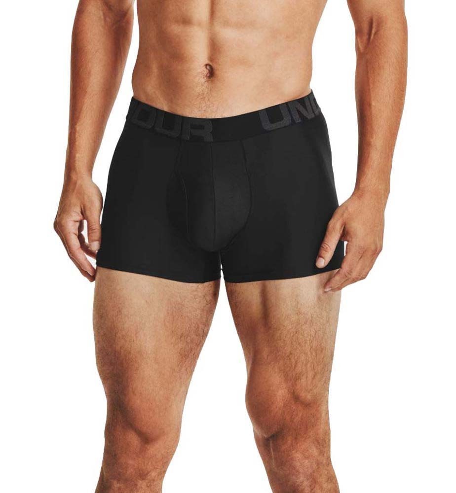 Under Armour Tech 3 Inch Mens Boxerjock 2 Pack Black Black S