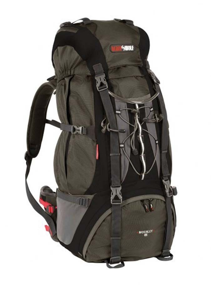 Black Wolf McKinley 65L Hiking Rucksack Backpack Black