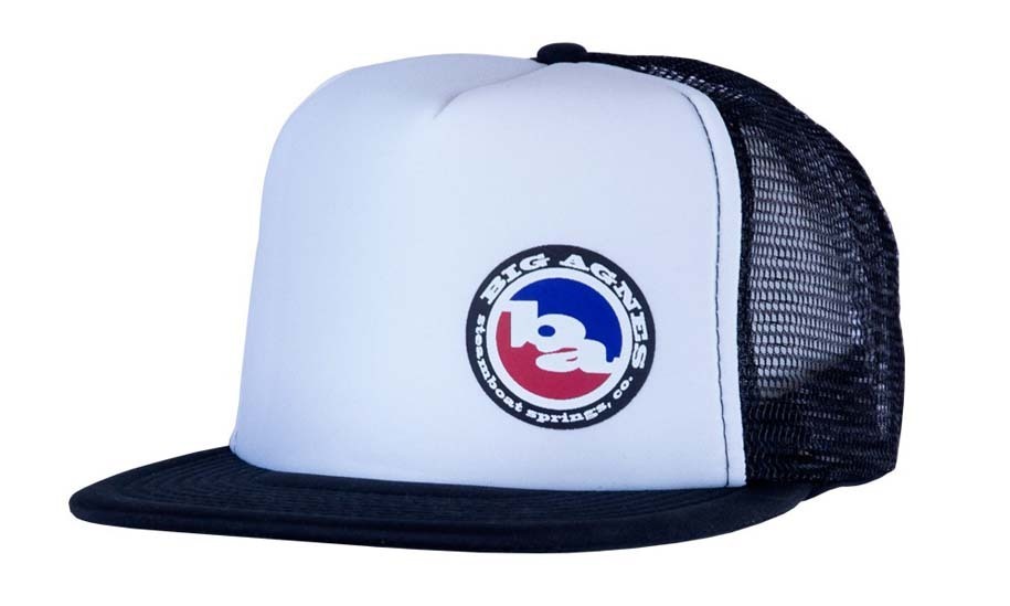 Big Agnes Logo Trucker Hat Flat Brim Black