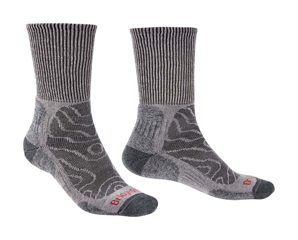 Bridgedale Hike Lightweight Merino Comfort Mens Crew Socks - Grey - Picture 11 of 17