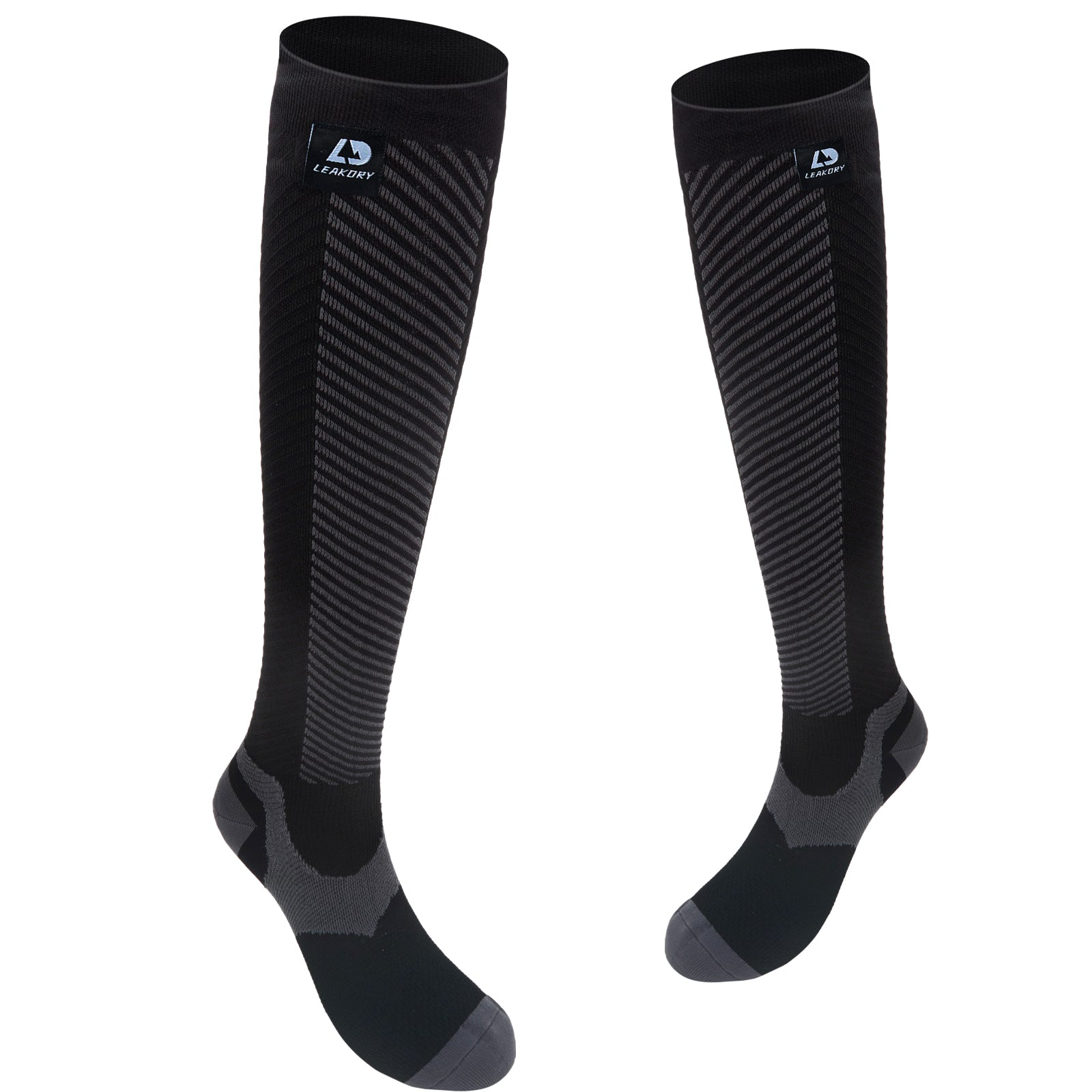 Leakdry Waterproof Breathable Ultra Compression Knee High Unisex Socks - Black/Grey