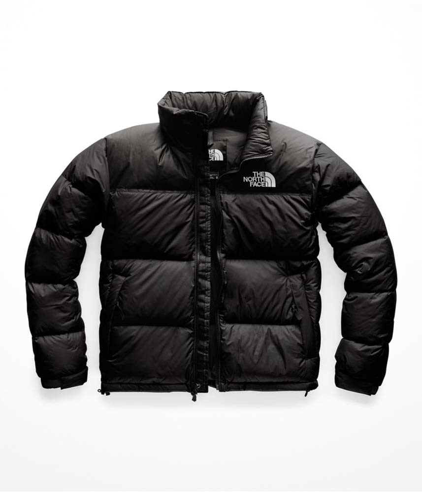 black and white north face coat