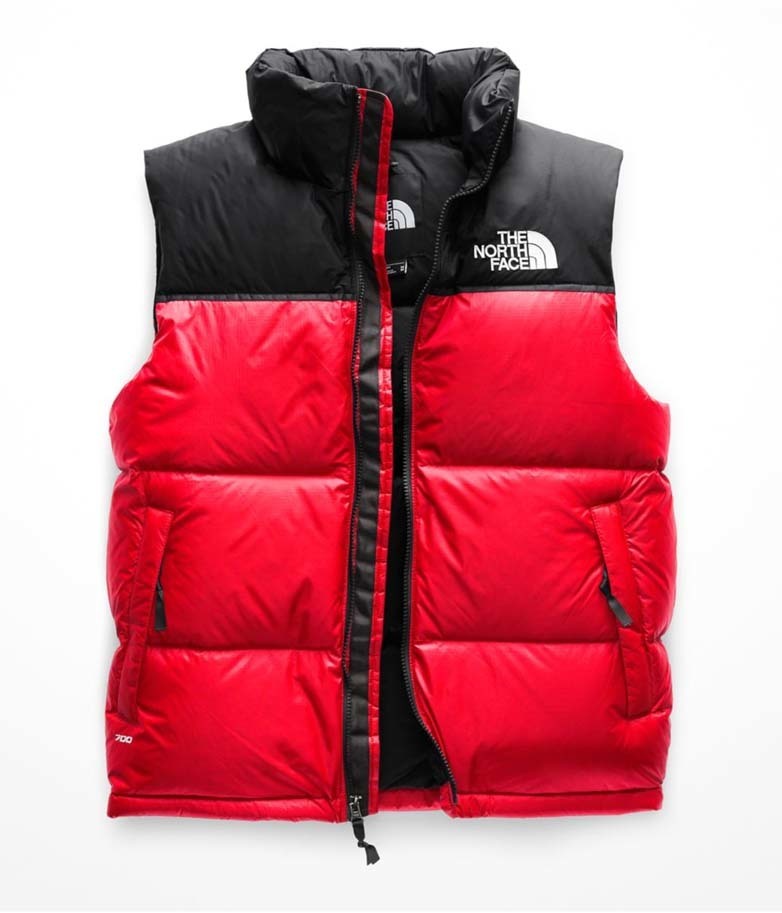 north face vest red