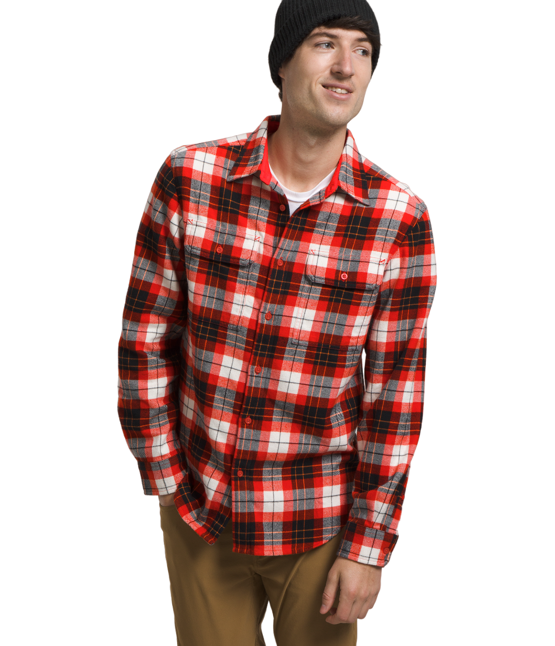 The North Face Arroyo Mens Lightweight Flannel Shirt Fiery Red Medium Icon Plaid 2 L