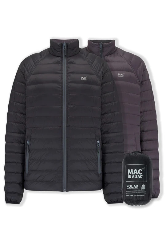 Mac In A Sac Polar Mens Reversible Down Jacket - Black-Charcoal