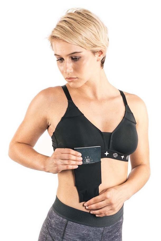 The Travel Bra Ultra-Light Bra w/ Pockets - Black - XS