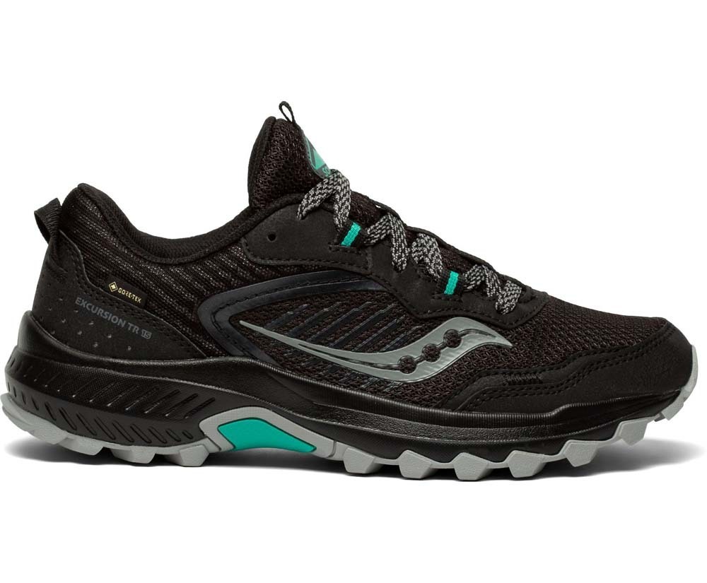 Saucony Excursion TR15 GTX Womens Trail Running Shoes Black/Jade