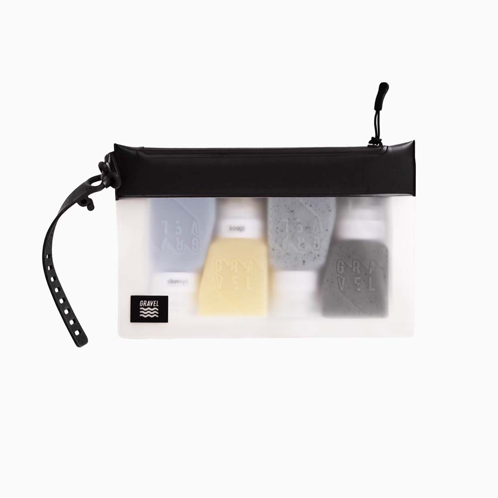 Gravel TSA Shower Bag & 4 Bottles Set - Clear/Grey/Blue/Yellow