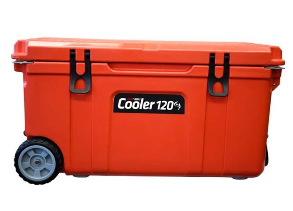 Black Wolf 120L Rolling Wheeled Ice Cooler True Red