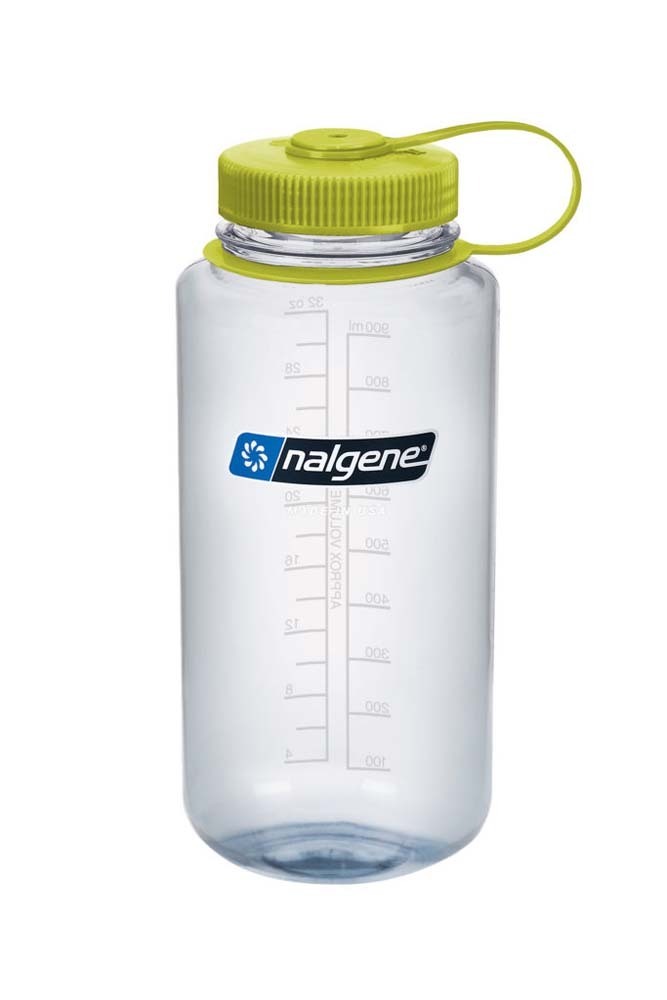 Nalgene Wide Mouth Sustain Water Bottle - 1000ml - Clear with Green