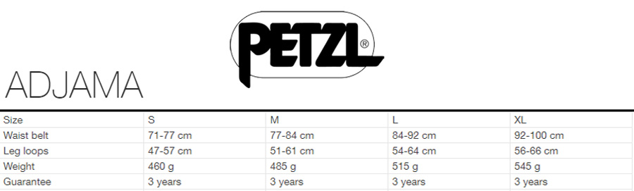 petzl adjama sizing