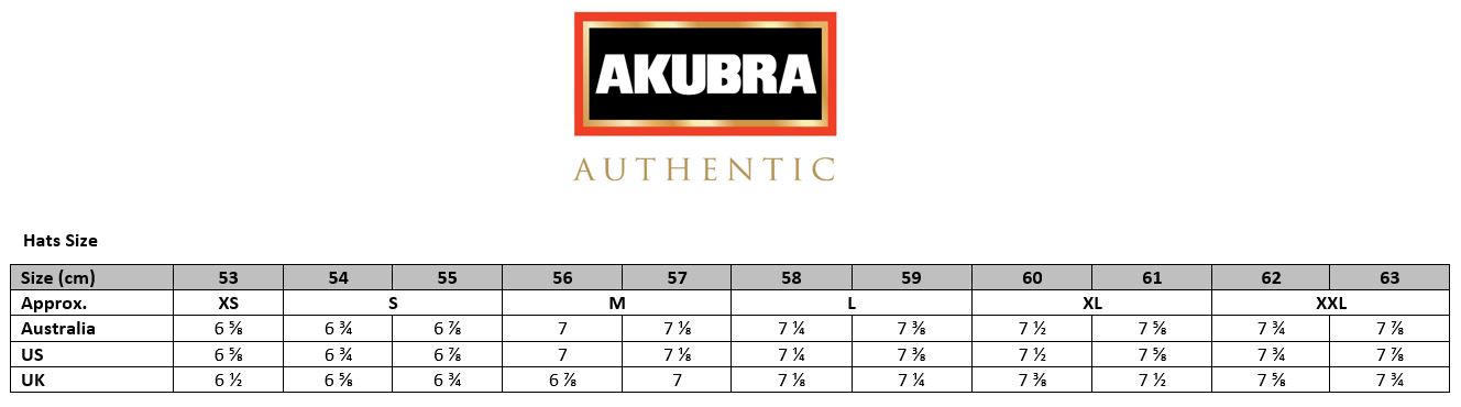 Akubra Hat Size Chart