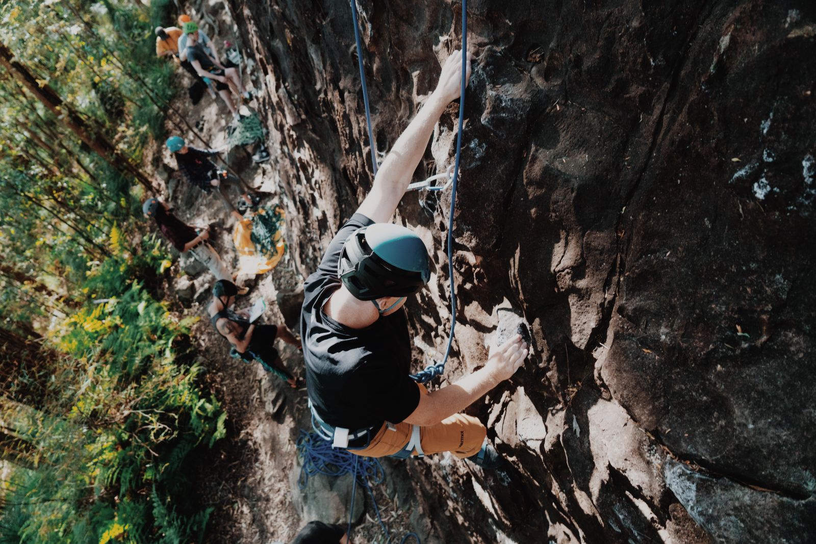 Climber climbing outdoors