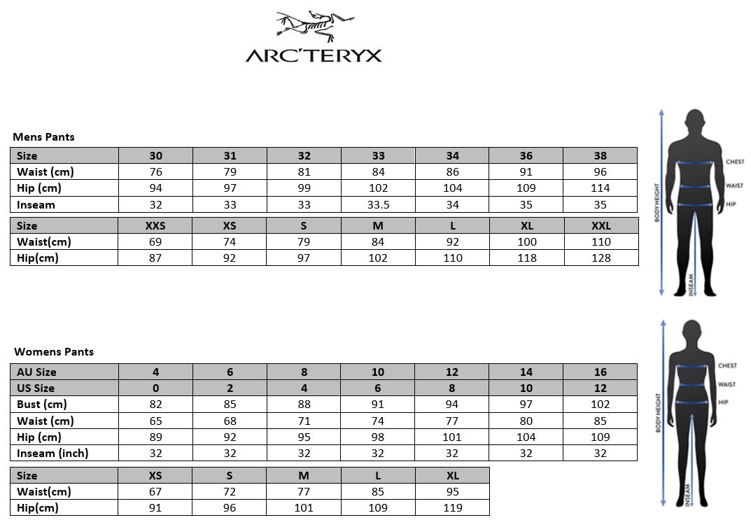 Arcteryx Size Chart Women S