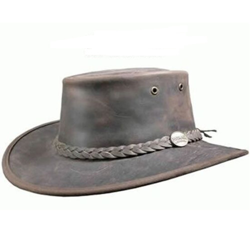 Barmah Foldaway Bronco Leather Hat in Brown