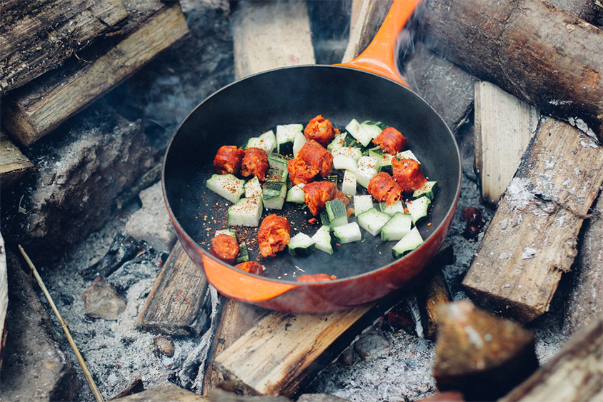 Cooking dinner at the campsite