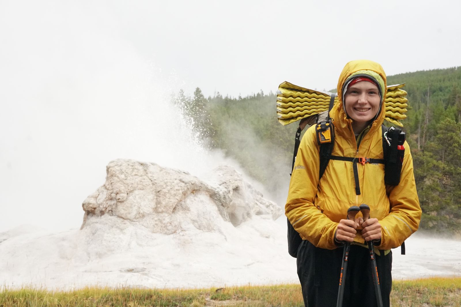 photo from CDT: Ratatouille standing before an erupting geyser
