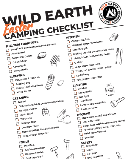 Wild Earth Easter Camping Checklist form