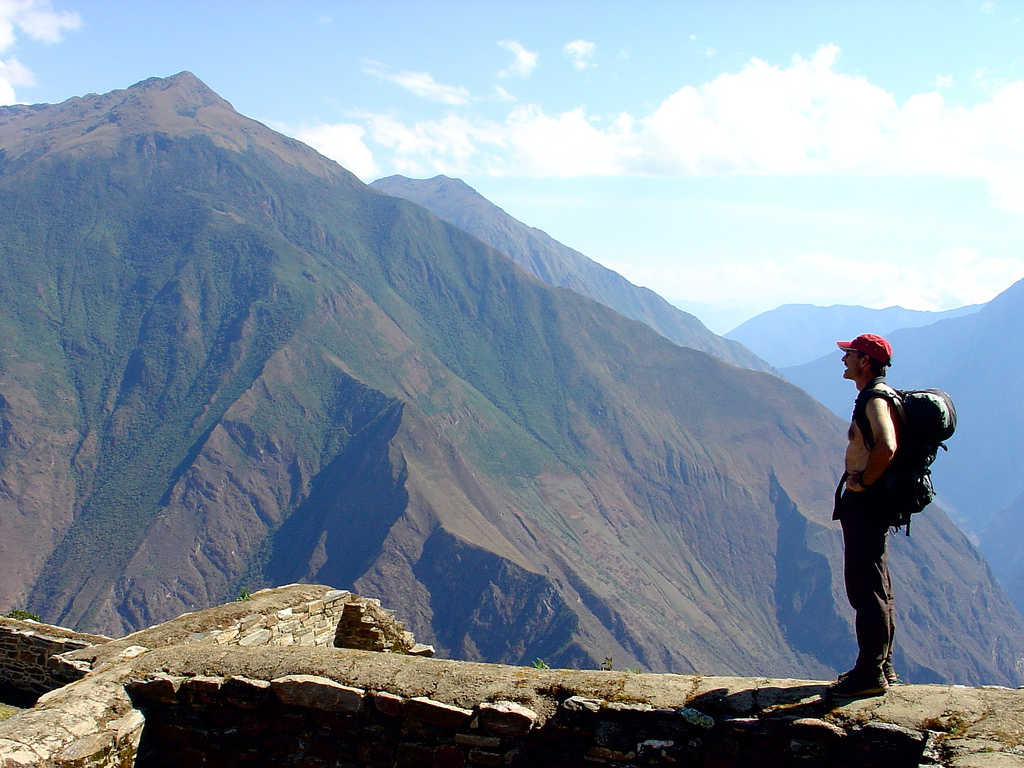 Man hiking on mountain