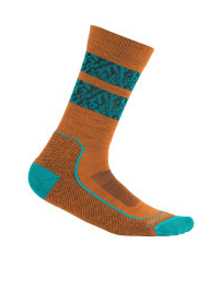 Icebreaker Hike+ Light Crew Womens Socks Natural Summit - EARTH/FLUX GREEN/BLACK - L