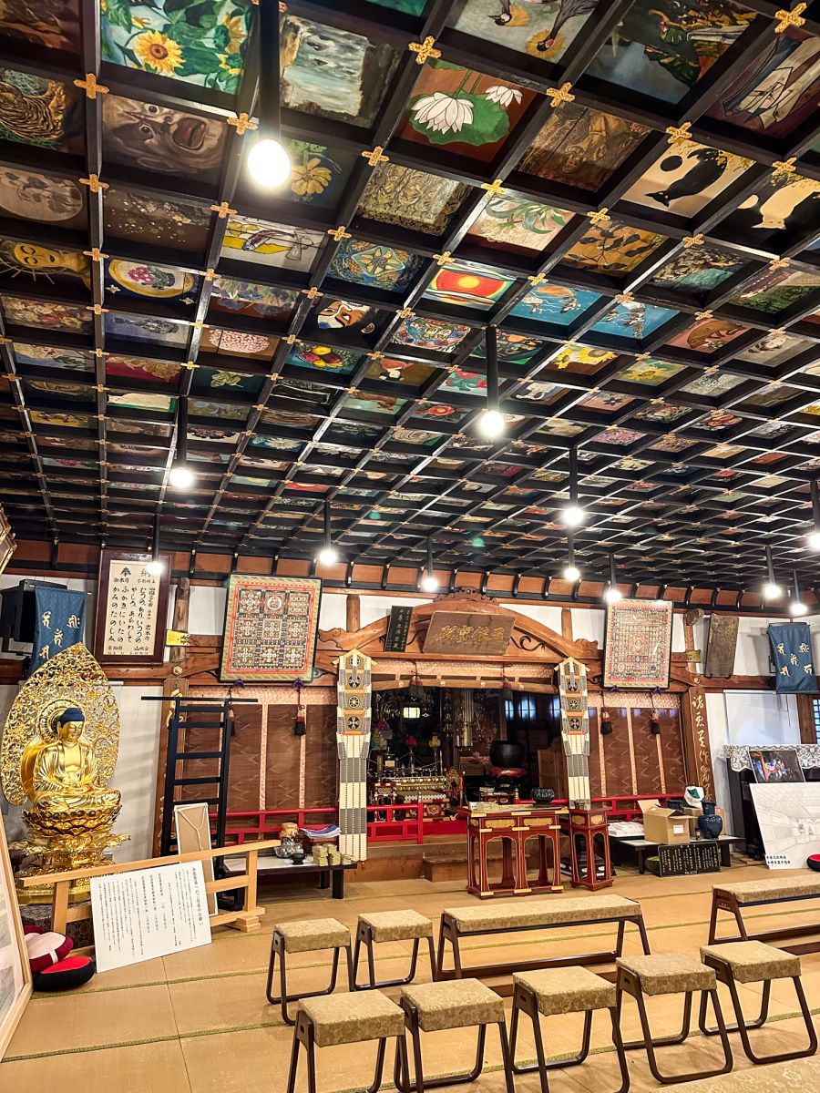 The main temple of Iwamoto-ji Temple where pilgrims can sit and watch the morning prayers.