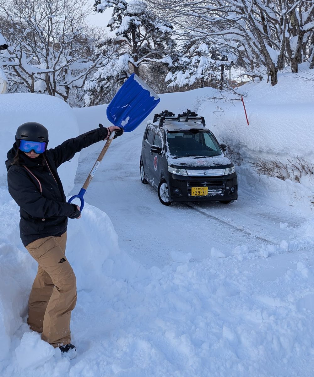 Jess in the snow, Japan