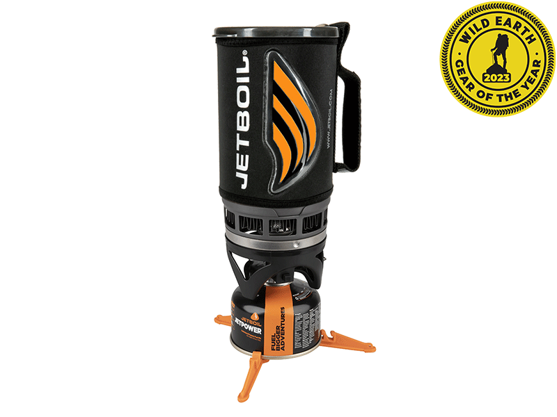 Jetboil Flash Stove with the Wild Earth Gear of the Year 2023 logo