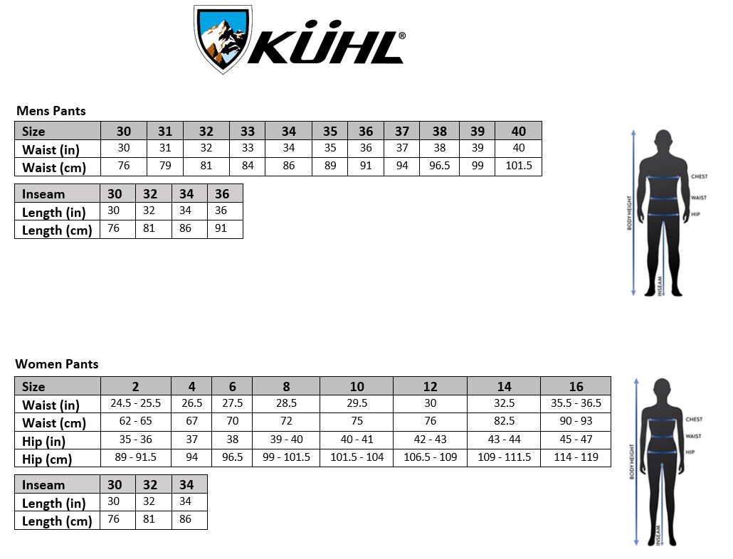 Kuhl Belt Size Chart