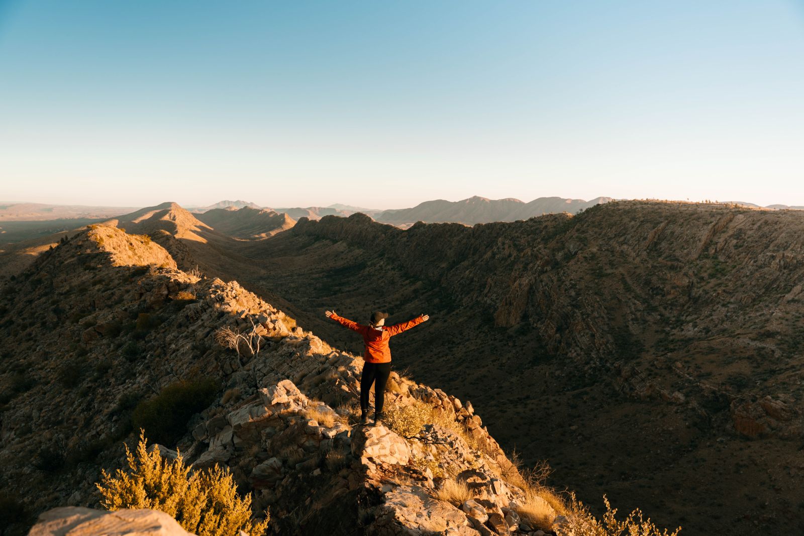 Woman on the Larapinta Track at a lookout